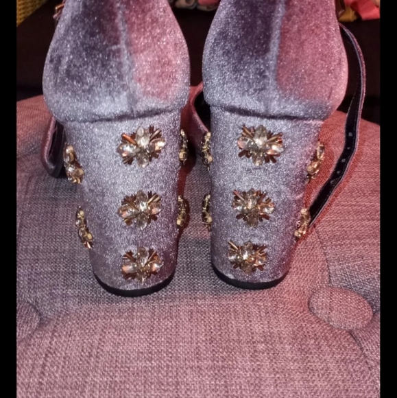 Anthropologie FARYL ROBIN SIZE 10 HEELS NEW GREY VELOUR $198 - Picture 4 of 6